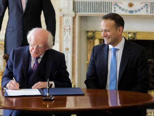 President Higgins presents new Taoiseach Leo Varadkar with Seal of Office