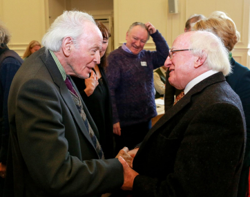 President Michael D. Higgins meeting author Ulick O’Connor
