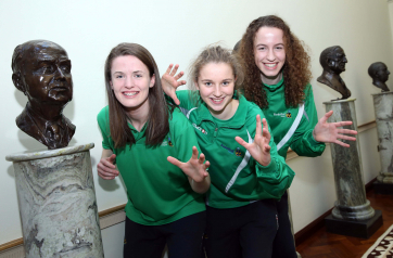 Pic shows   members of the Basketball Ireland team from left Aisling McGann,Rachel Huijdsens and Mae Mae Creane at the reception.Pic Maxwells