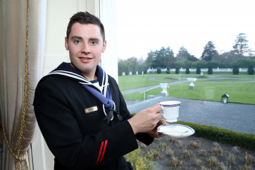 A/COMM Robert Berney  from Dublin as he enjoy's a cup of tea