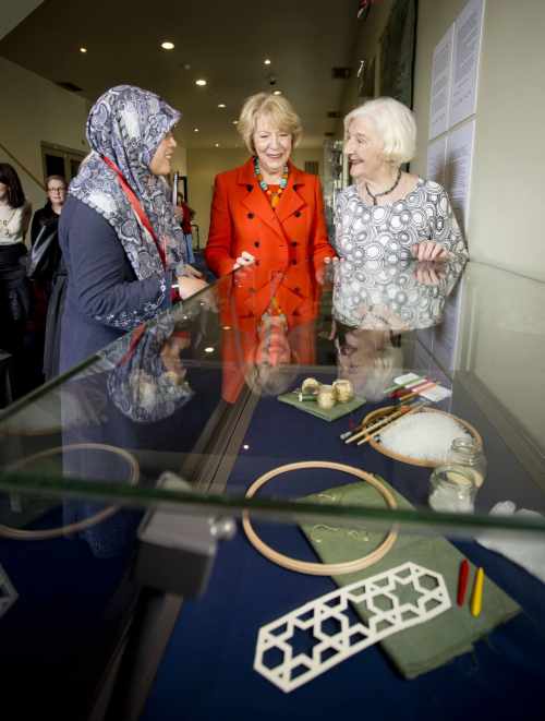 Nor Nasib, the Islamic Foundation of Ireland Amal Women’s Group, Sabina Higgins who officially opened the exhibition and Ann Madden from F2 Women’s Group in Rialto