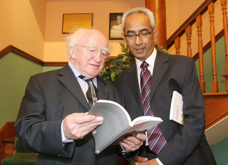 Michael D Higgins and Dr. Vinodh Jaichand, Deputy Director of the Irish Centre for Human Rights at NUI Galway