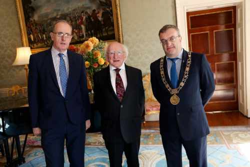 President receives the Lord Mayor of Dublin Cllr. Micheál Mac Donncha on a courtesy call