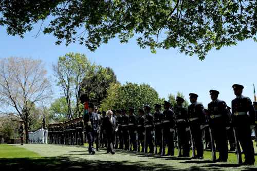 President and Sabina receive a Ceremonial Welcome and Guard of Honour at Government House