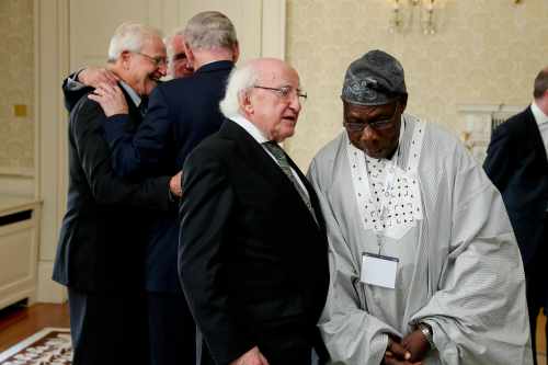 President Higgins as he meets with H.E. Mr Olusegun Obasanjo Co Chairman and former President of Nigeria