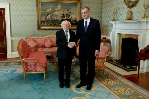 President Higgins as he meets with H.E. Dr Danilo Turk former President of Slovenia