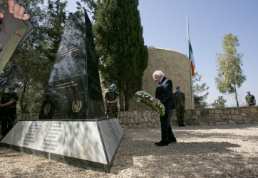 Wreath laying ceremony at the UNIFIL Monument in Tibnin in South Lebanon to comemmorate the 47 members of the Irish Defence Forces who died while on service with the UN