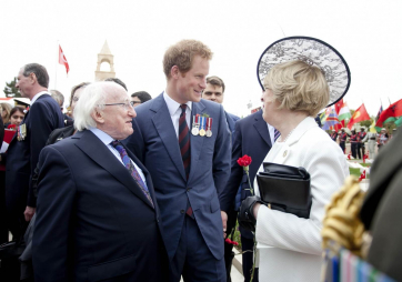 Pictured is President Michael D Higgins and his wife Sabina with HRH Prince Harry at the Memorial to the Martyrs of the Turkish 57th Regiment Service