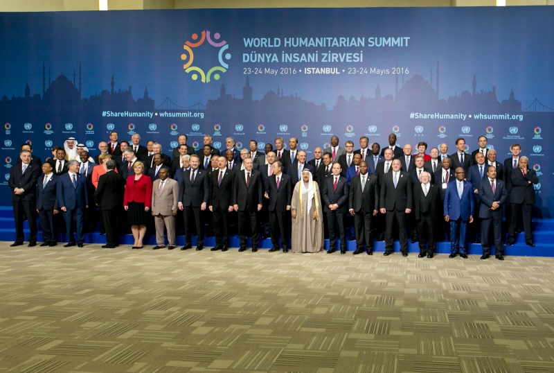 President Michael D Higgins with other world leaders during The World Humanitarian Summit which tookl place in Istanbul.