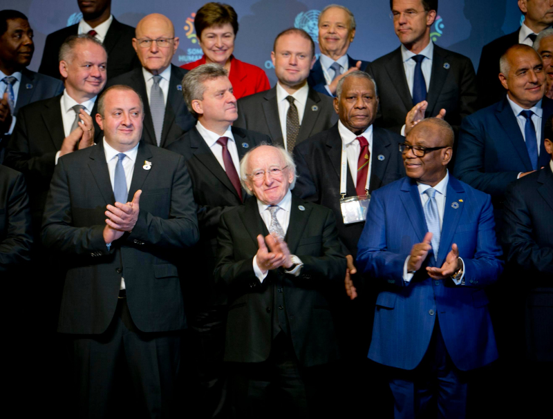 President Michael D Higgins with other world leaders during The World Humanitarian Summit which tookl place in Istanbul.