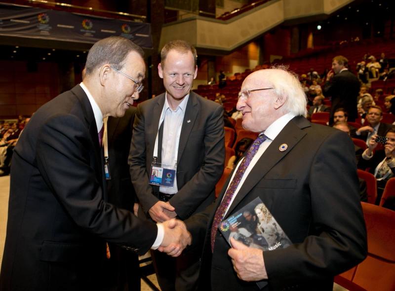 President Michael D Higgins with H.E Ban Ki Moon, Secretary General of the United Nations at the West-Eastern Divan Orchestra concert  at The World Humanitarian Summit