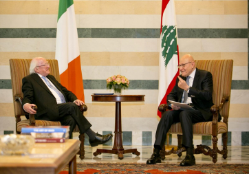 President Michael D Higgins with H.E. Mr Tammam Salam, President of the Council of Ministers at 'Le Grand Serail' the historic offices of the President in Beirut