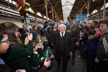 President Higgins at the Green Schools Expo,the first environmental expo for schools in the RDS