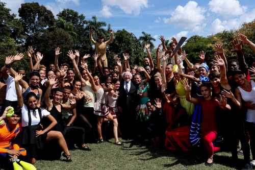 President Higgins as he visited Escuela Nacional de Danza were he was entertained by irish and Cuban performers In the city of Havana