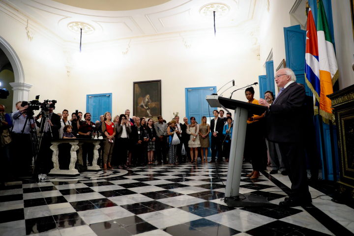 President attends inauguration of the Irish in Latin America Exhibition, Palacio Segundo Cabo