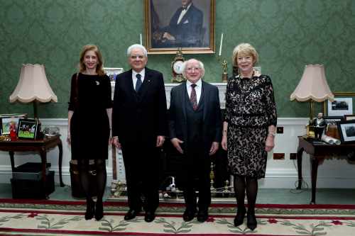 Dinnéar Stáit ar scáth an Uachtaráin in ómós d’Uachtarán na hIodáile, A.Sh. Sergio Mattarella