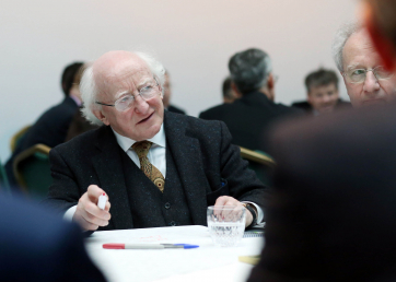 Pic shows  the President taking part in the Community Voices World Cafe Session