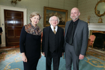 Pic shows  the President Michael D.Higgins with Ms.Olivia O'Leary and Mr.John-Mark McCafferty,Society of St. Vincent De Paul