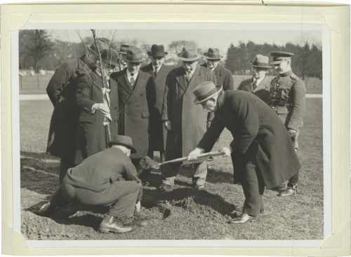 President Hyde planting Cornish Elm Tree 