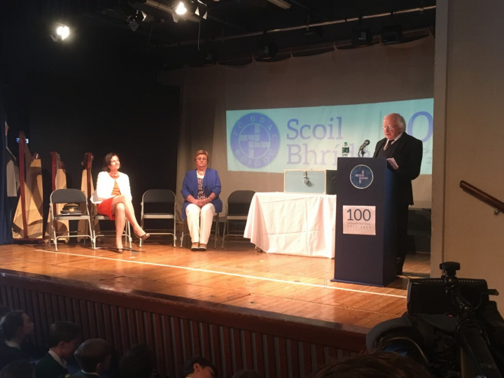 President visits Scoil Bhride to mark the school’s centenary year