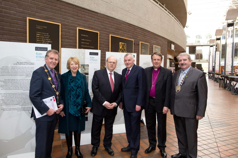 Pictured from left: Mayor of Limerick, Cllr Kevin Sheahan, Mrs Sabina Higgins, wife of Úachtaráin na hÉireann, Michael D Higgins, Minister for Finance, Michael Noonan, TD and Prof. Don Barry, President of UL.