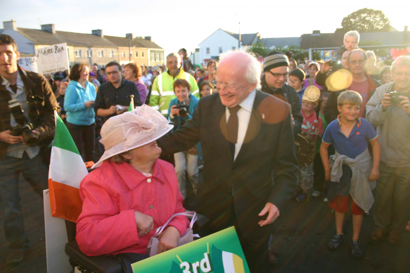 Labour nominated presidential candidate Michael D. Higgins at the parade of the launch of the Village Carnival Festival, Galway, 26th August