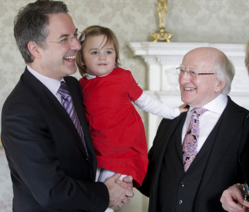 Croatian Ambassador; HE Mr. Ivan Masina his 2 year old daughter Anastazija andf President Michael D. Higgins