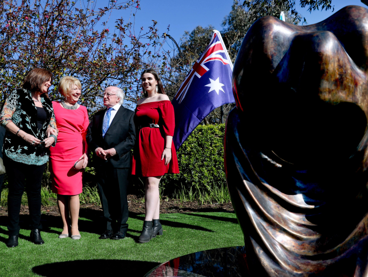 President dedicates a Famine Memorial sculpture