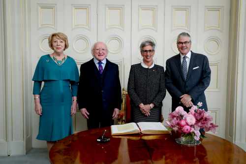 President and Sabina are greeted by Her Excellency the Honourable Linda Dessau AC, Governor…