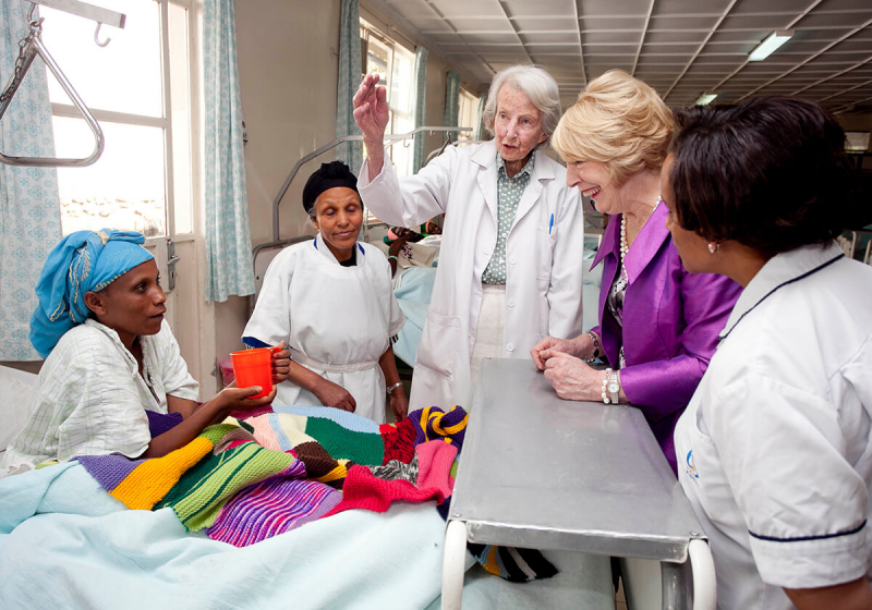 Pictured is Sabina visting a patient  at the Hamlin Fistula Hospital, a hospital which provides care for women obstetric fistulas ‐ the most devastating of all childbirth injuries, in Addis Ababa in Ethiopia