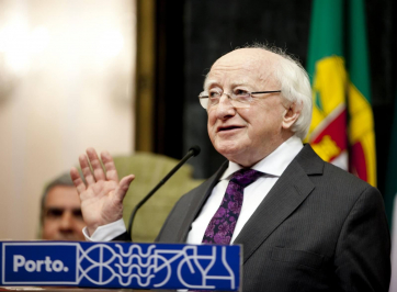 President Michael D. Higgins speaking at the Camara Municipal do Porto in Porto