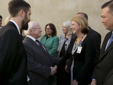 President Higgins attends a reception for first responders, medical staff and volunteers who were involved in the Berkeley tragedy
