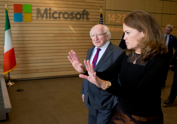 President Higgins is pictured in Microsoft Offices, Seattle with Peggy Johnson, Executive Vice President, Microsoft.    