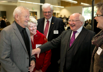 President Higgins is pictured meeting with members of the Irish community in Seattle, who immigrated to the United States in the 1950’s and 1960’s.