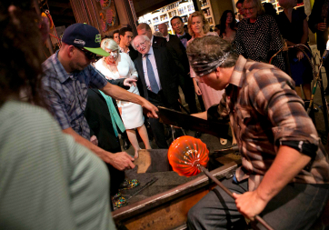 President Higgins and Sabina Higgins are pictured in The Chihuly Workshop and Boathouse, Seattle.