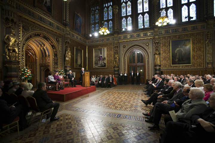 President delivers an address at the Palace of Westminster and attends a reception