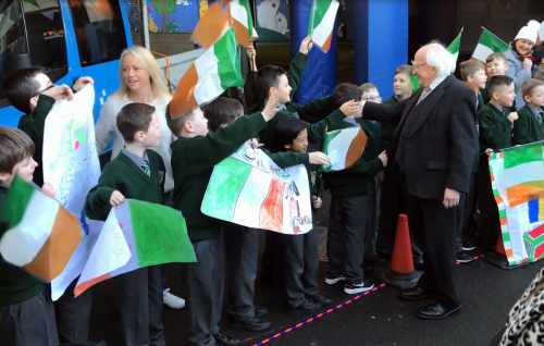 Cuairt an Uachtaráin ar Scoil na mBráithre Críostaí, Sráid San Prionsias 