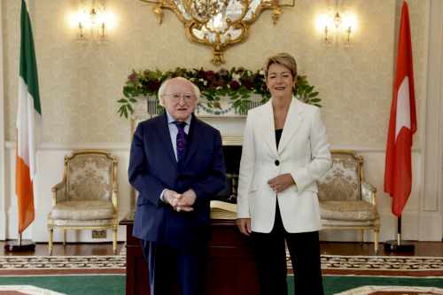 Chuir an tUachtarán fáilte roimh a Soilse Karin Keller-Sutter, Uachtarán Chónaidhm na hEilvéise, ar chuairt chúirtéise