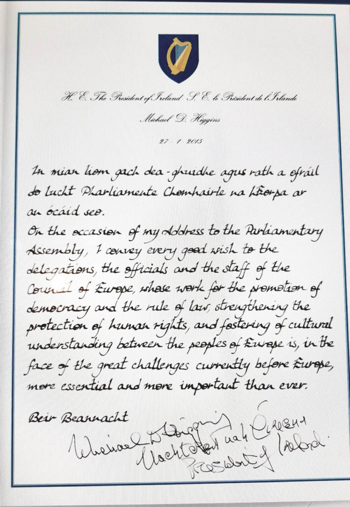 President addresses the Council of Europe